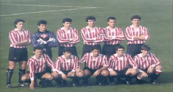 Once inicial del Bilbao Athletic con debut y hat-trick de Julen Guerrero en Santiago de Compostela